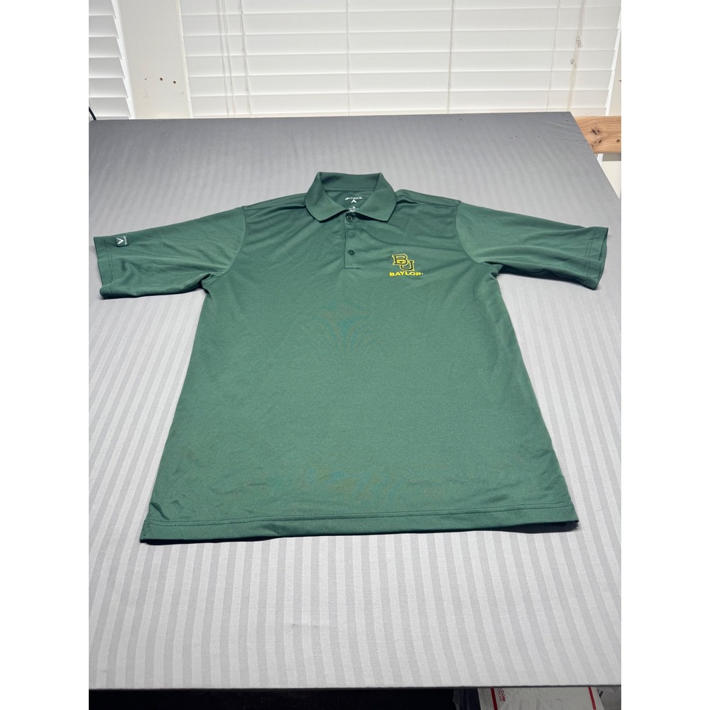 Antigua Baylor Bears Polo Shirt Mens Medium Green Short Sleeve BU Logo Golf M
